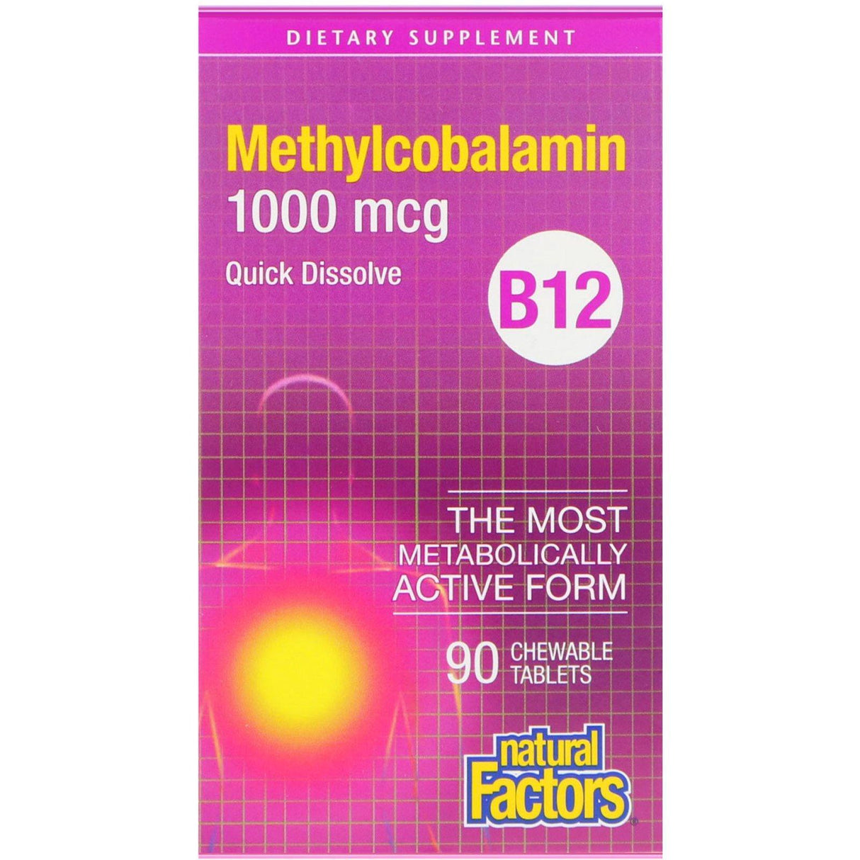 Natural Factors, B12, Methylcobalamin, 1,000 mcg, 90 Chewable Tablets - Supply Center USA