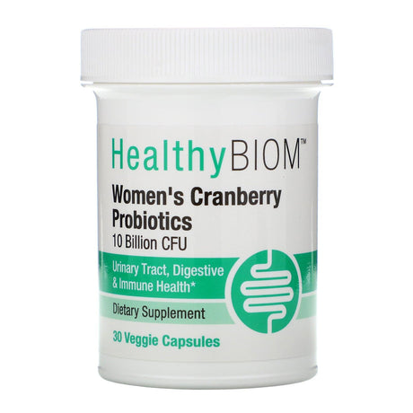 HealthyBiom, Women's Cranberry Probiotics, 10 Billion CFUs, 30 Veggie Capsules - Supply Center USA