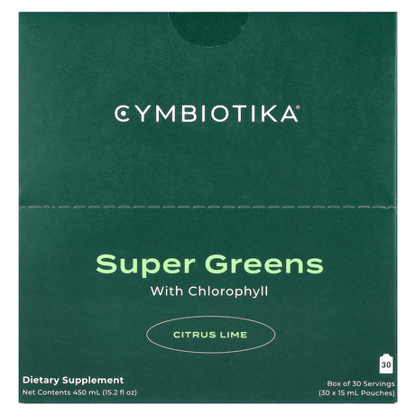 Cymbiotika, Super Greens, With Chlorophyll, Citrus Lime, 30 Pouches, 15 ml Each - Supply Center USA