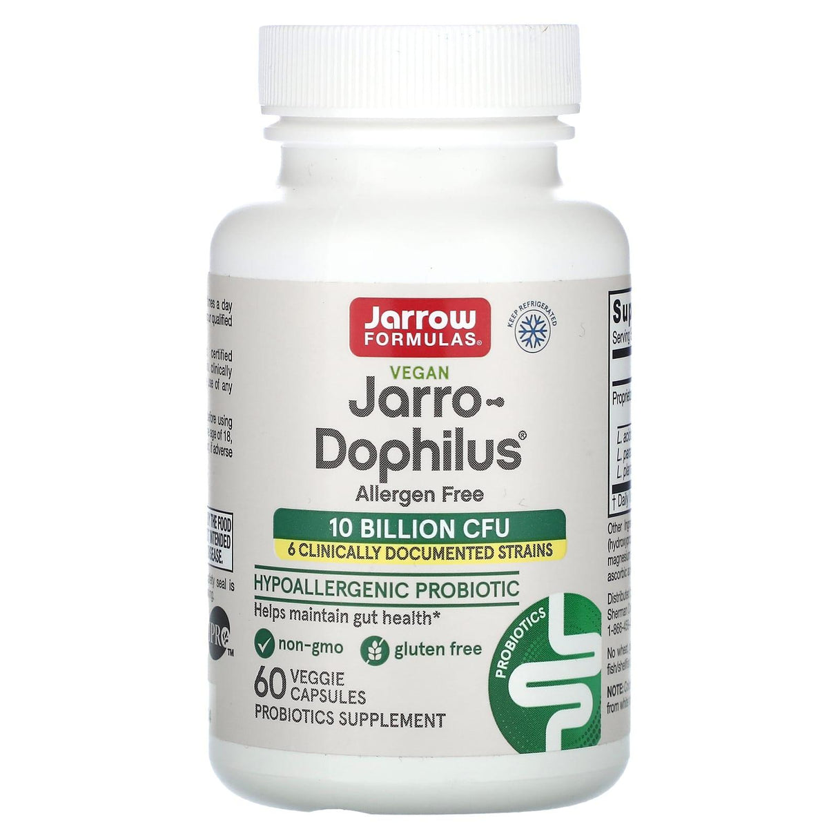 Jarrow Formulas, Vegan Jarro-Dophilus, Allergen Free, 10 Billion CFU, 60 Veggie Capsules - Supply Center USA