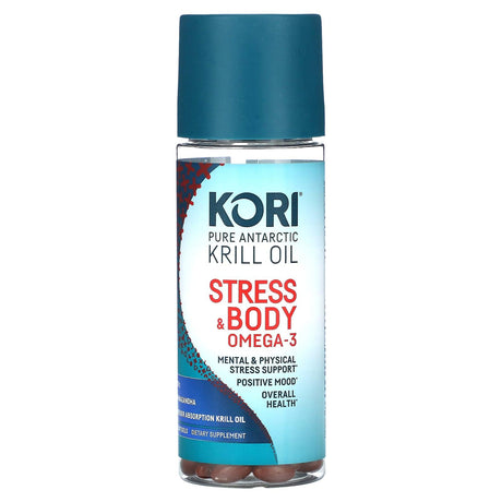 Kori, Pure Antarctic Krill Oil, Stress & Body Omega-3 with Ashwagandha, 80 Softgels - Supply Center USA