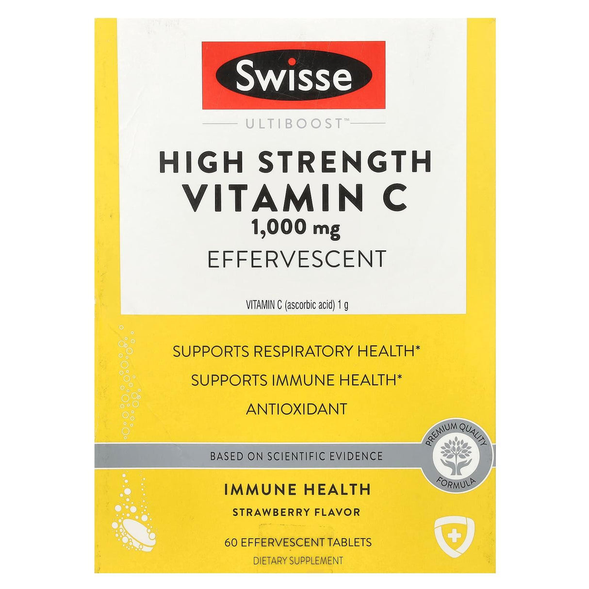 Swisse, Ultiboost™, High Strength Vitamin C, Strawberry, 1,000 mg, 3 Tubes, 20 Effervescent Tablets Each - Supply Center USA