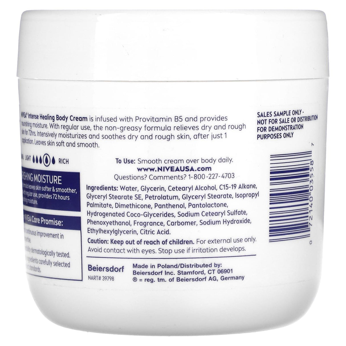 Nivea, Intense Healing, Nourishing Moisture & Provitamin B5, 13.5 oz (382 g) - Supply Center USA