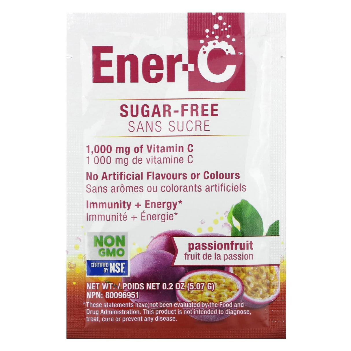 Ener-C, Vitamin C, Multivitamin Drink Mix, Sugar Free Passion Fruit, 1,000 mg, 30 Packets, 0.2 oz (5.07 g) Each - Supply Center USA