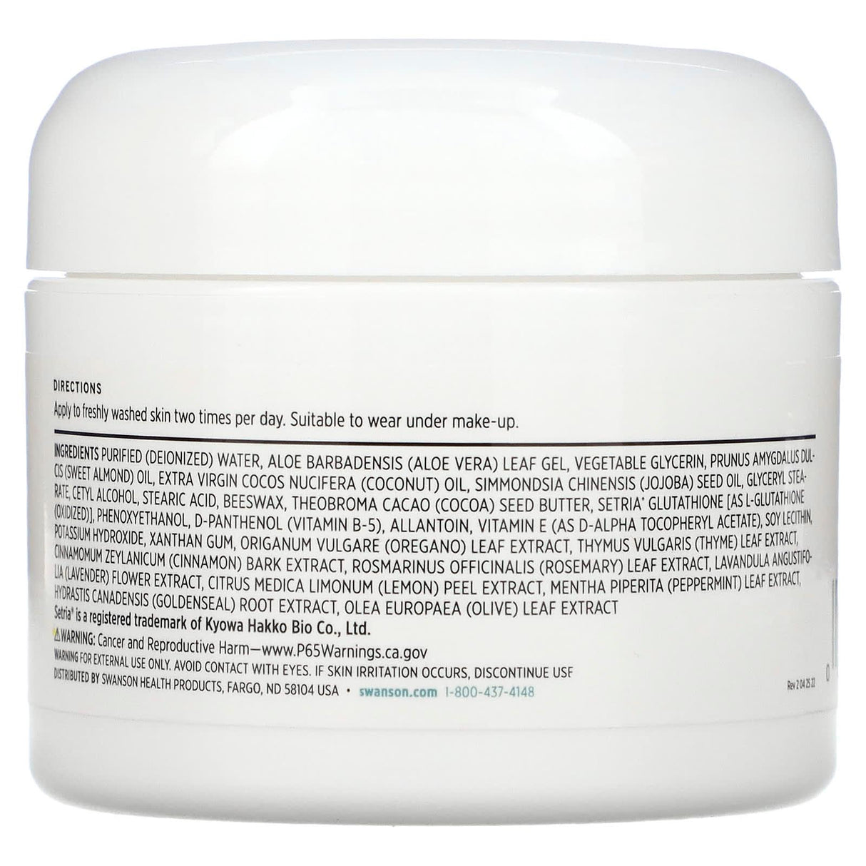 Swanson, L-Glutathione Cream with Setria Glutathione, 2 fl oz (59 ml) - Supply Center USA