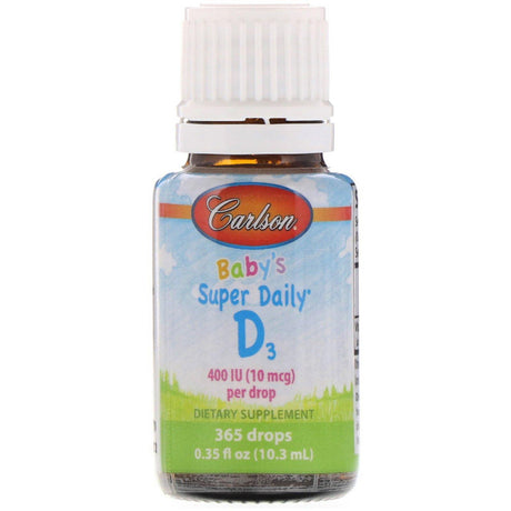 Carlson Labs, Baby's Super Daily D3, 10 mcg (400 IU), 0.35 fl oz (10.3 ml) - Supply Center USA