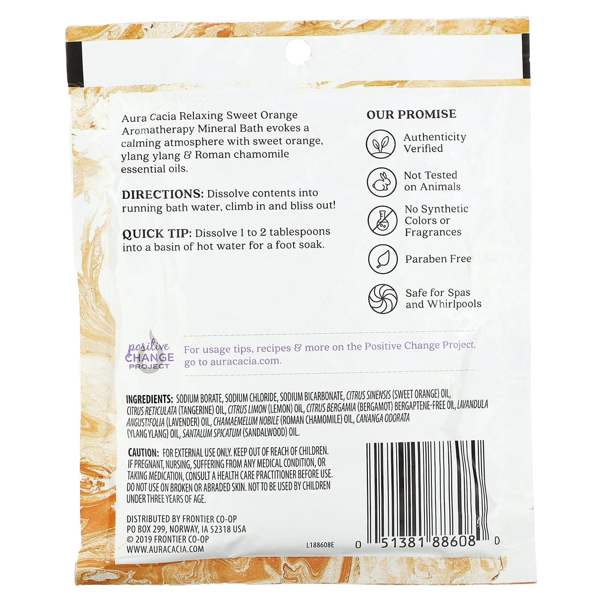 Aura Cacia, Aromatherapy Mineral Bath, Relaxing Sweet Orange, 2.5 oz (70.9 g)