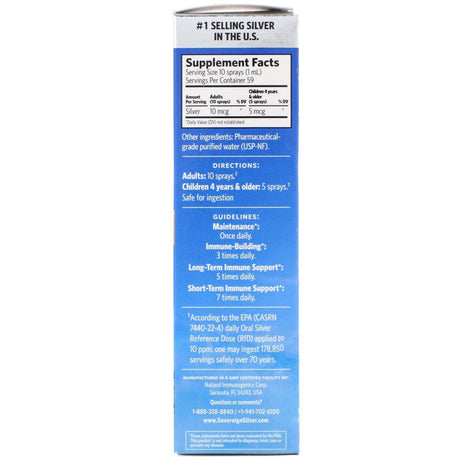 Sovereign Silver, Bio-Active Silver Hydrosol, Vertical Spray, 10 ppm, 2 fl oz (59 ml) - Supply Center USA