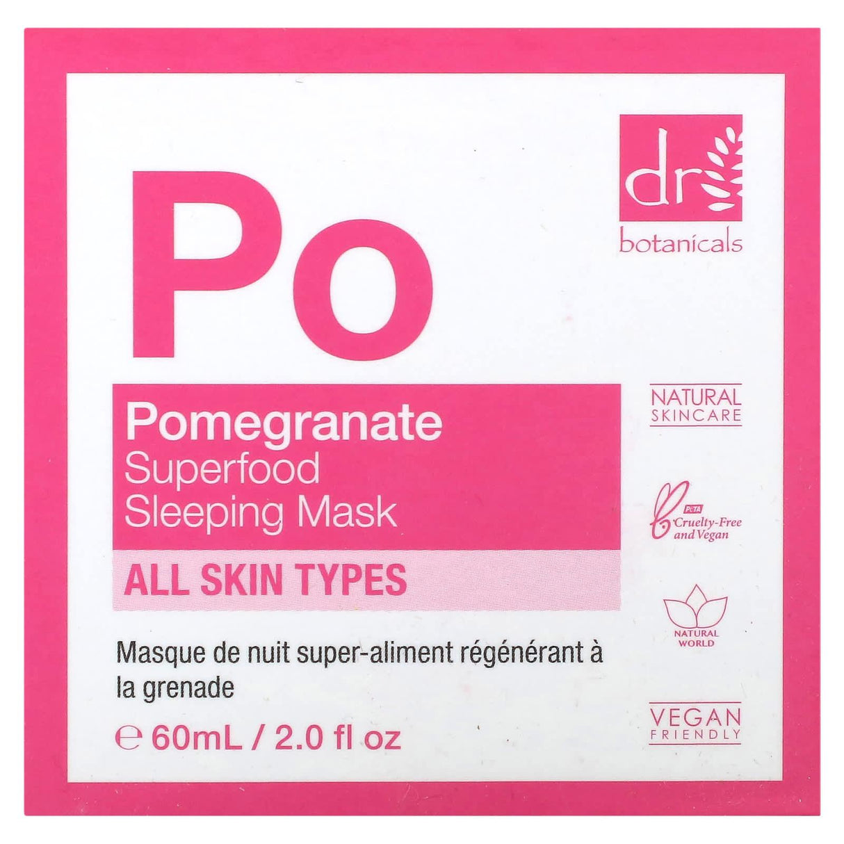 Dr. Botanicals, Superfood Sleeping Beauty Mask, Pomegranate, 2 lf oz (60 ml) - Supply Center USA