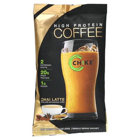 Chike Nutrition, High Protein Coffee, Chai Latte, 12 Packets, 1.15 oz (33 g) Each - Supply Center USA