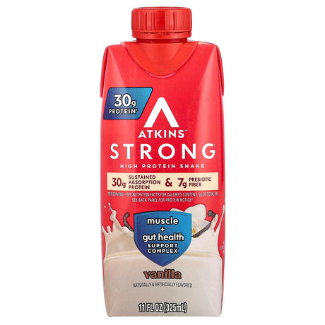 Atkins, Strong, High Protein Shake, Vanilla , 4 Count, 11 fl oz (325 ml) Each - Supply Center USA