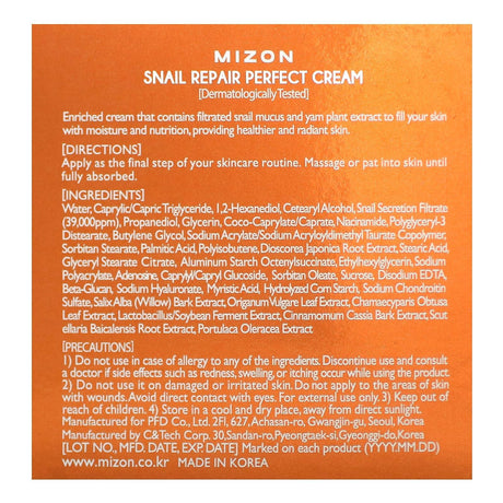 Mizon, Snail Repair Perfect Cream, 1.69 fl oz (50 ml) - Supply Center USA