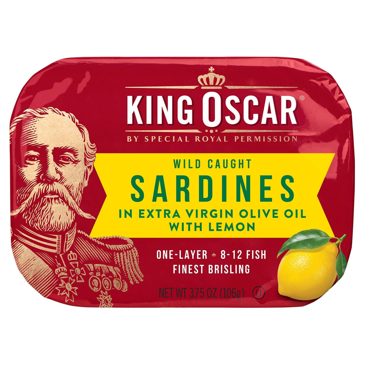 King Oscar, Wild Caught, Sardines In Extra Virgin Olive Oil, With Lemon, 3.75 oz (106 g) - Supply Center USA