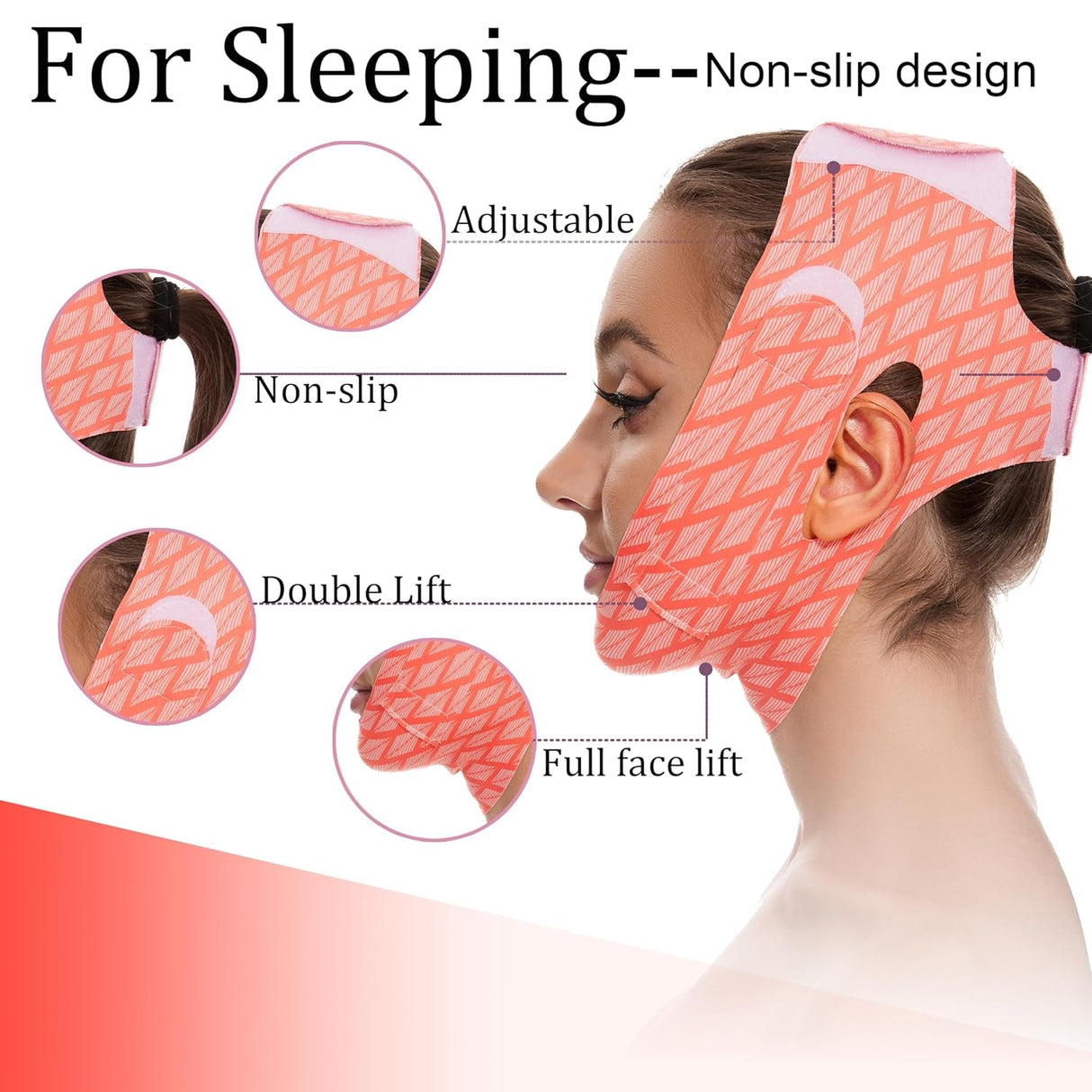 V Line Mask Double Chin Reducer Strap Eliminator Remover Prevent Sagging Shaped Face Belt Slimming for Sleeping Women Jaw Exerciser