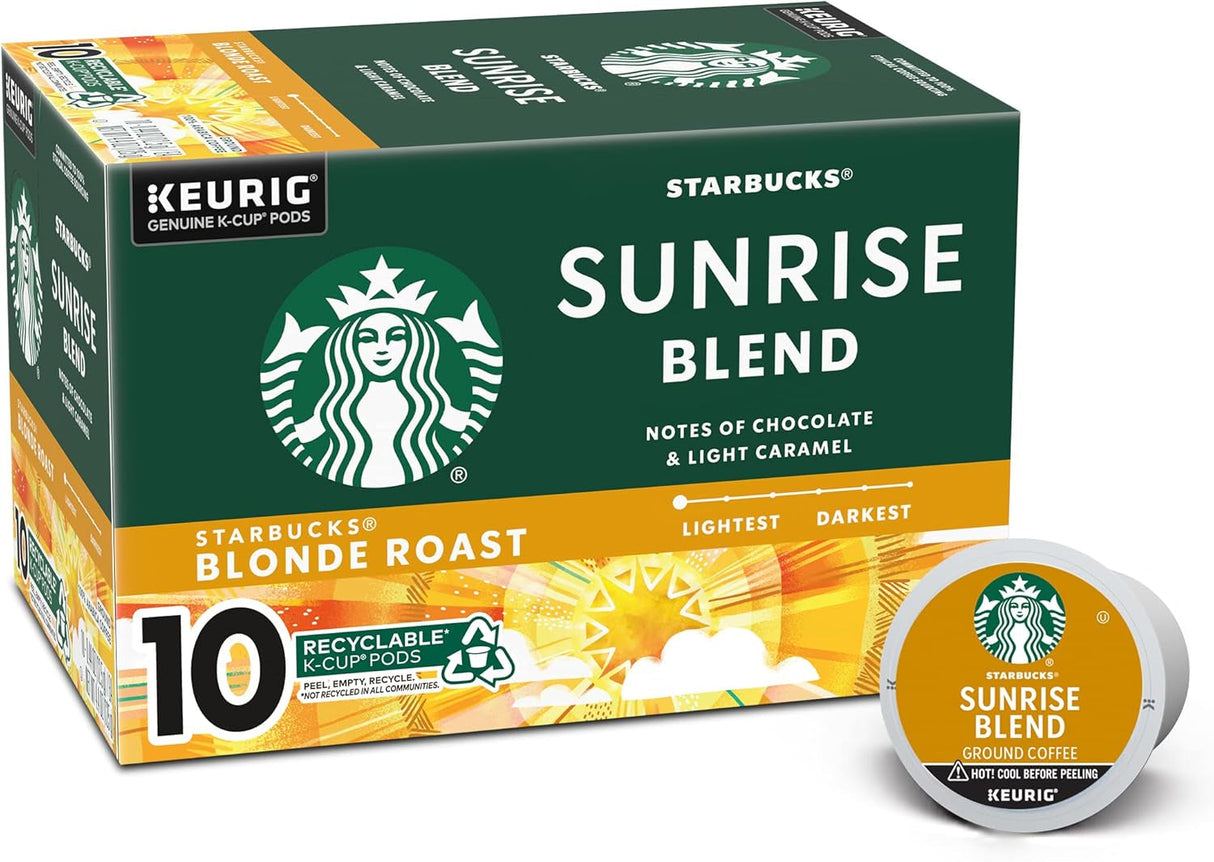 Starbucks K-Cup Coffee Pods, Starbucks Blonde Roast Coffee, Veranda Blend for Keurig Brewers, 100% Arabica, 6 Boxes (60 Pods Total)