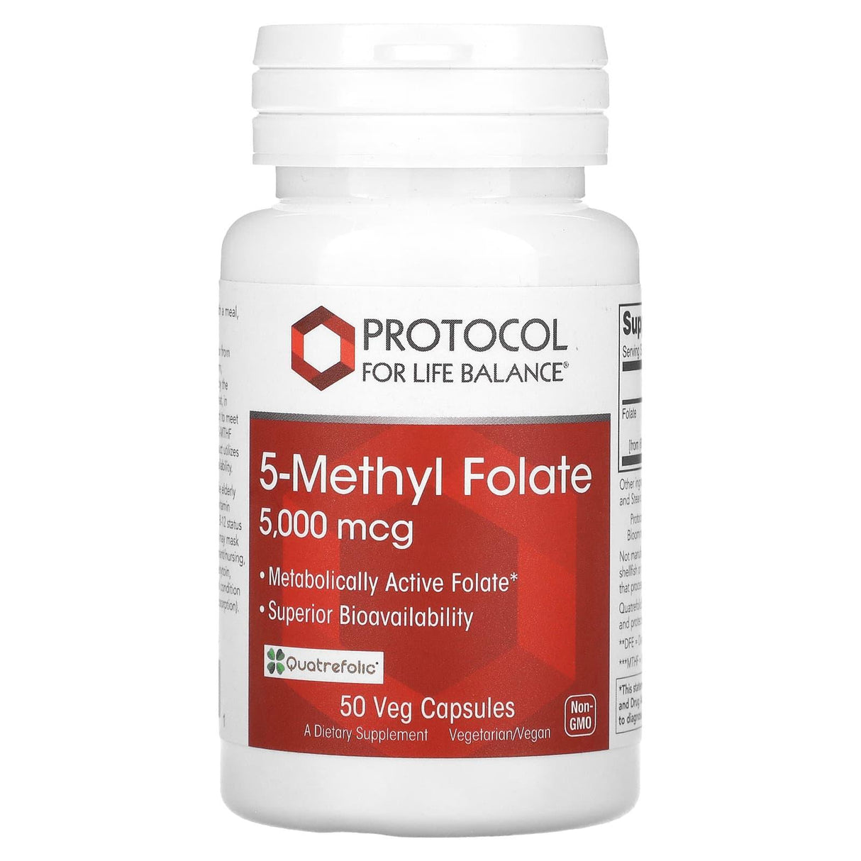 Protocol for Life Balance, 5-Methyl Folate, 5,000 mcg , 50 Veg Capsules - Supply Center USA