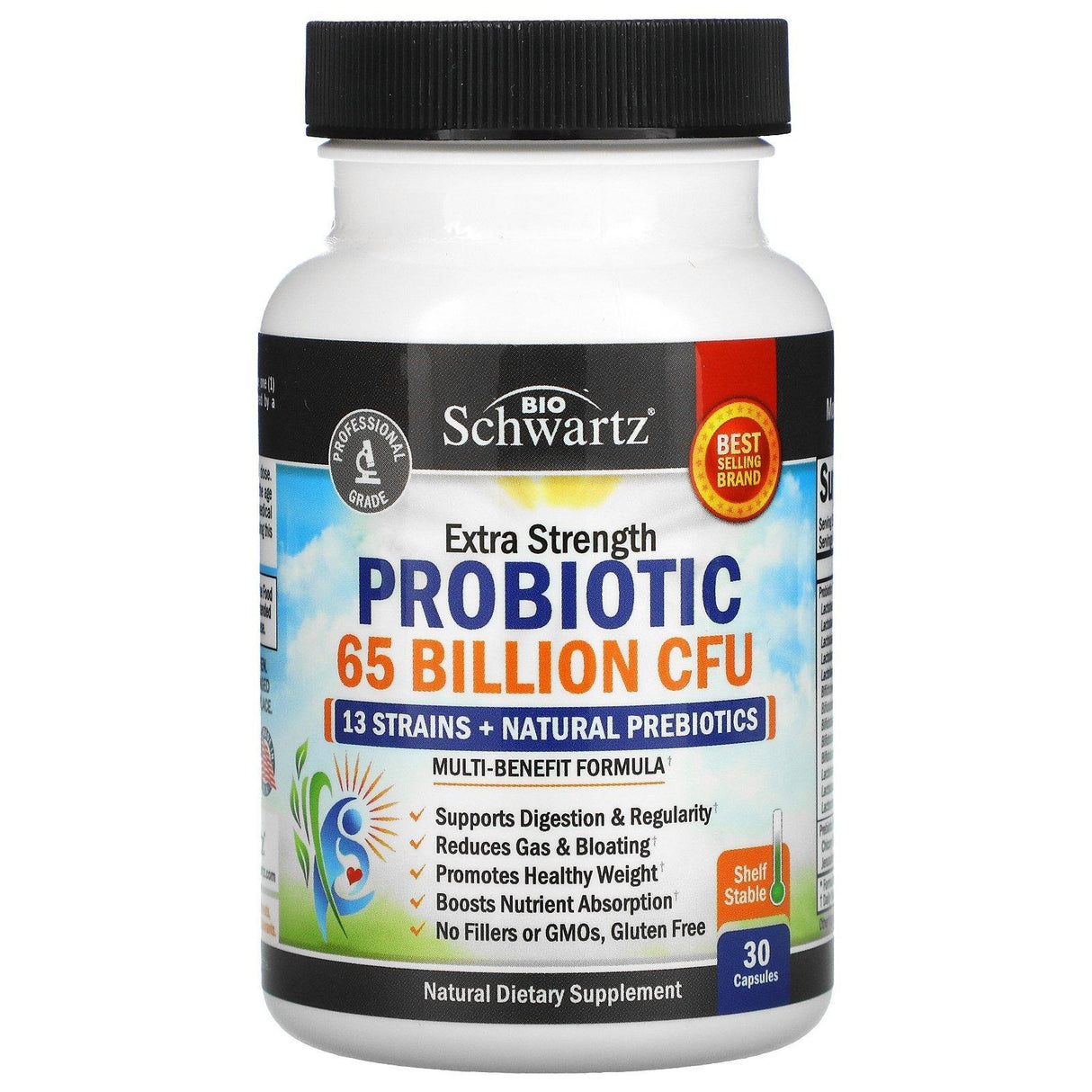 BioSchwartz, Extra Strength Probiotic, 65 Billion CFU, 30 Capsules - Supply Center USA