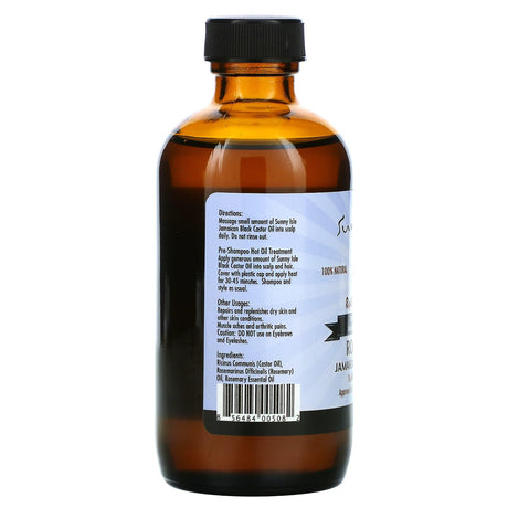 Sunny Isle, 100% Natural Jamaican Black Castor Oil, Rosemary, 4 fl oz - Supply Center USA