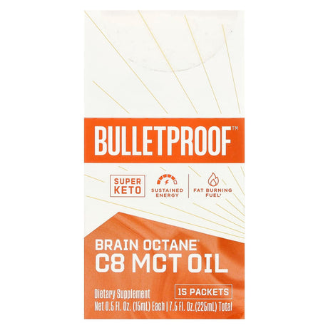 BulletProof, Brain Octane® C8 MCT Oil , 15 Packets, 0.5 fl oz (15 ml) Each - Supply Center USA