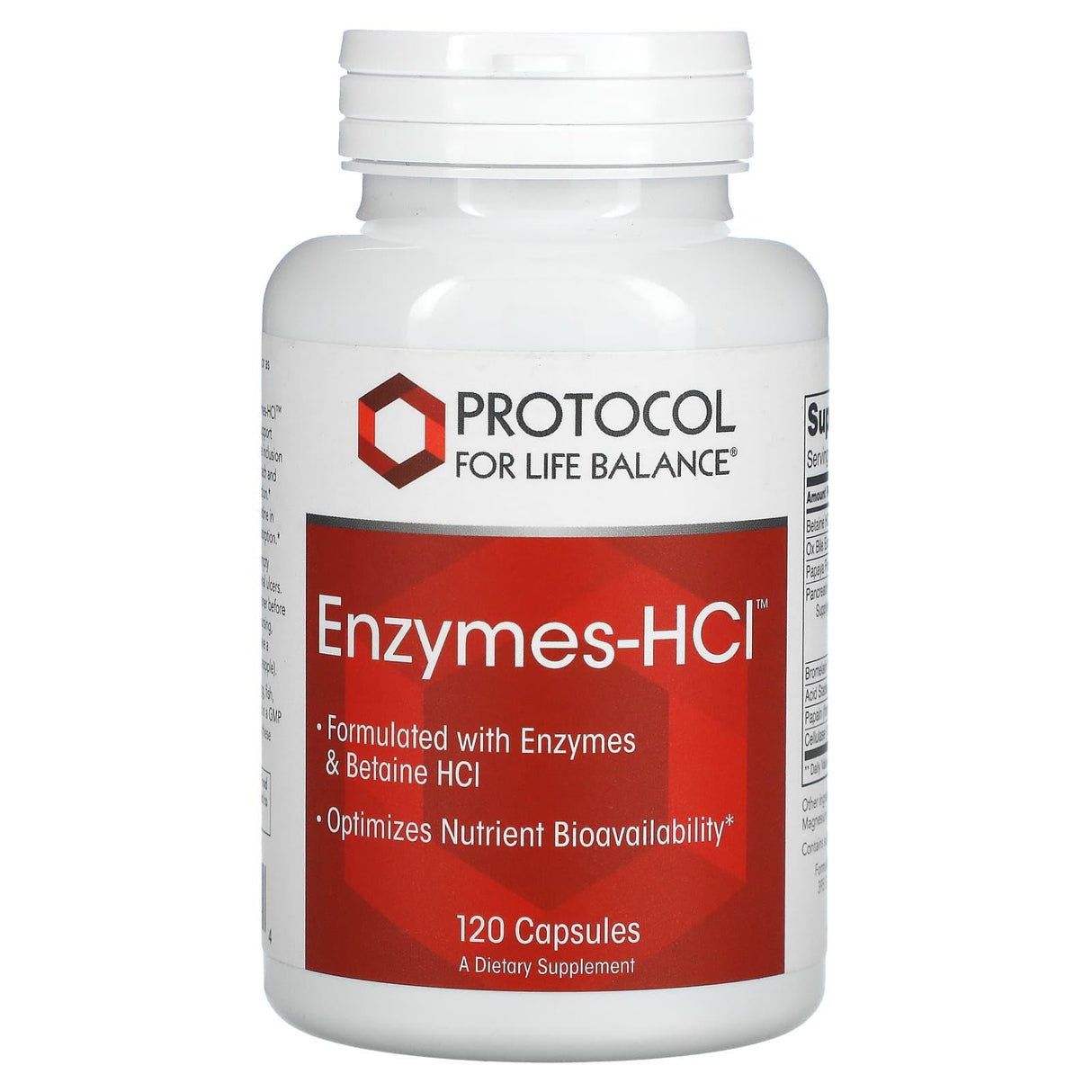 Protocol for Life Balance, Enzymes-HCl, 120 Capsules - Supply Center USA