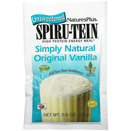 Nature's Plus, Spiru-Tein, High Protein Energy Meal, Unsweetened, Vanilla, 8 Packets, 0.8 oz (23 g) Each - Supply Center USA