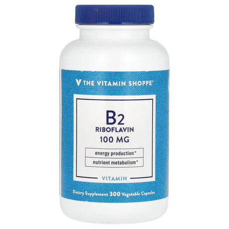 The Vitamin Shoppe, Vitamin B2 Riboflavin, 100 mg, 100 Vegetable Capsules - Supply Center USA