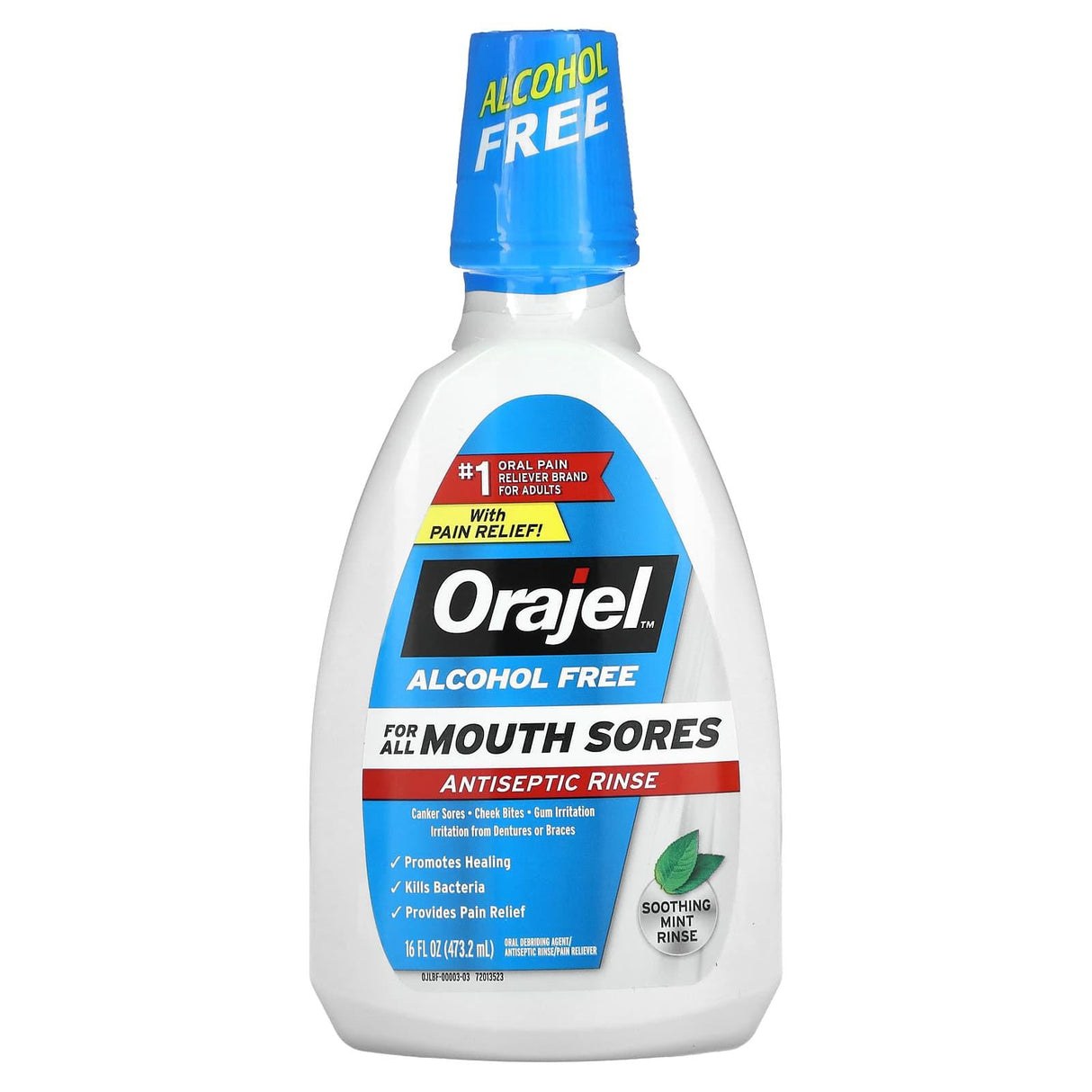 Orajel, Antiseptic Rinse, Alcohol-Free, Soothing Mint, 16 fl oz (473.2 ml) - Supply Center USA