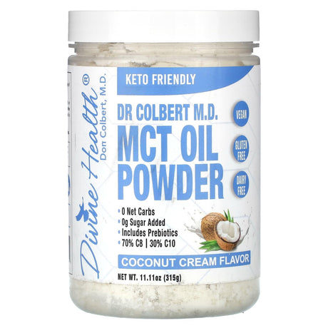 Divine Health, Dr Colbert M.D. MCT Oil Powder, Coconut Cream, 11.11 oz (315 g) - Supply Center USA