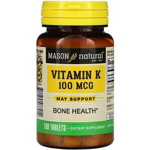 Mason Natural, Vitamin K, 100 mcg, 100 Tablets - Supply Center USA