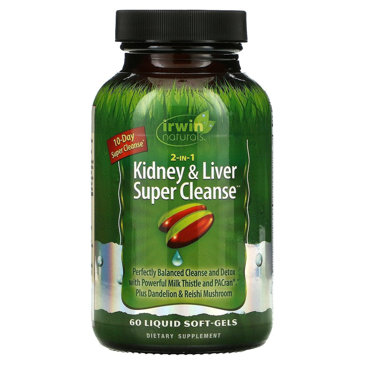 Irwin Naturals, 2 in 1 Kidney & Liver Super Cleanse, 60 Liquid Soft-Gels - Supply Center USA