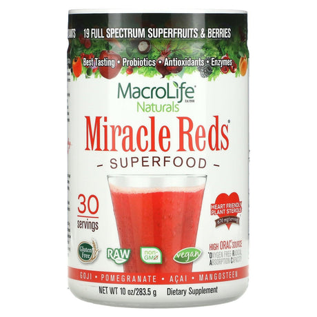 Macrolife Naturals, Miracle Reds, Superfood, Goji-Pomegranate-Acai-Mangosteen, 10 oz (283.5 g) - Supply Center USA