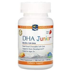 Nordic Naturals, DHA Junior, Great for Ages 3+, Strawberry, 250 mg, 180 Soft Gels - Supply Center USA