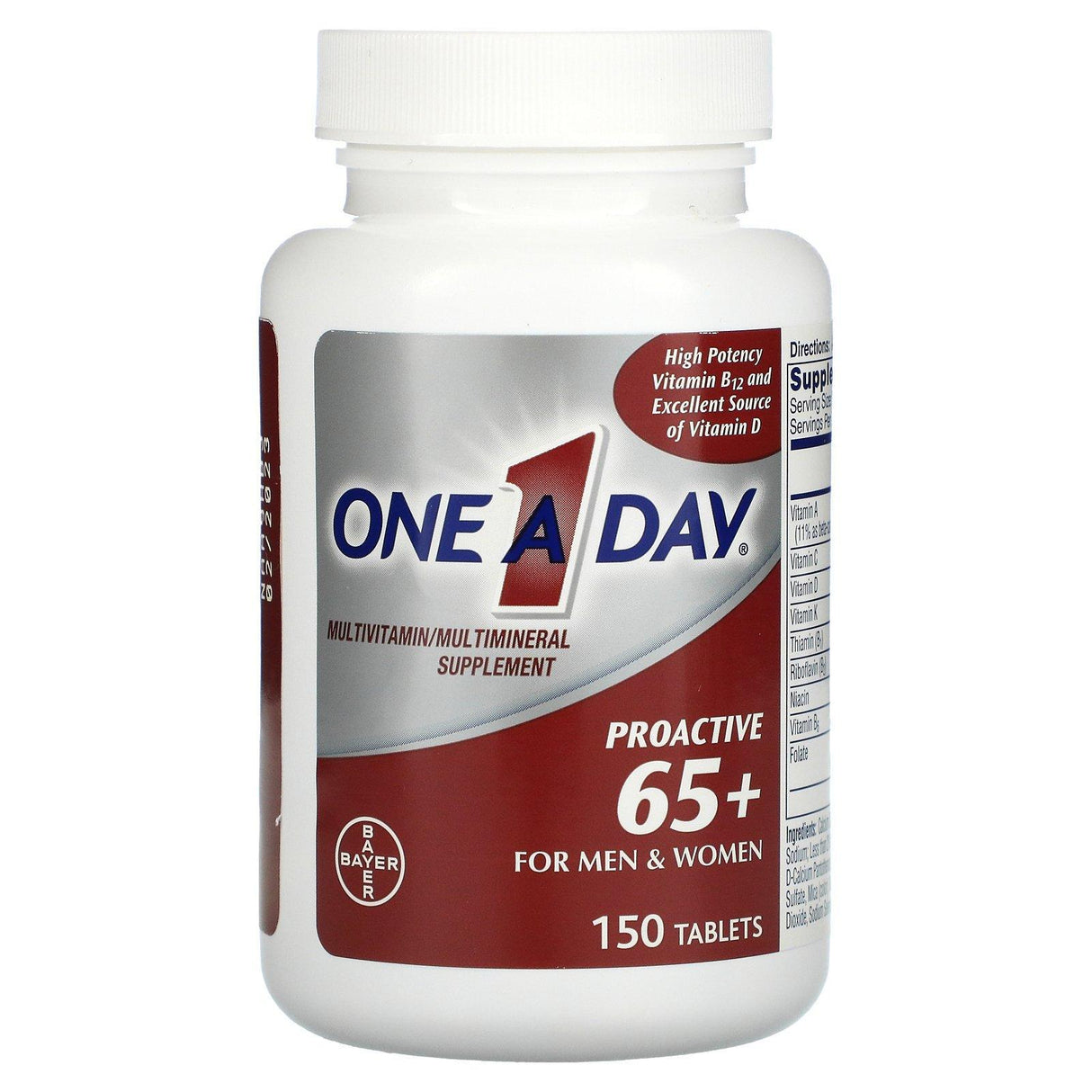 One-A-Day, Proactive 65+, Multivitamin/Multimineral Supplement, For Men & Women, 150 Tablets - Supply Center USA