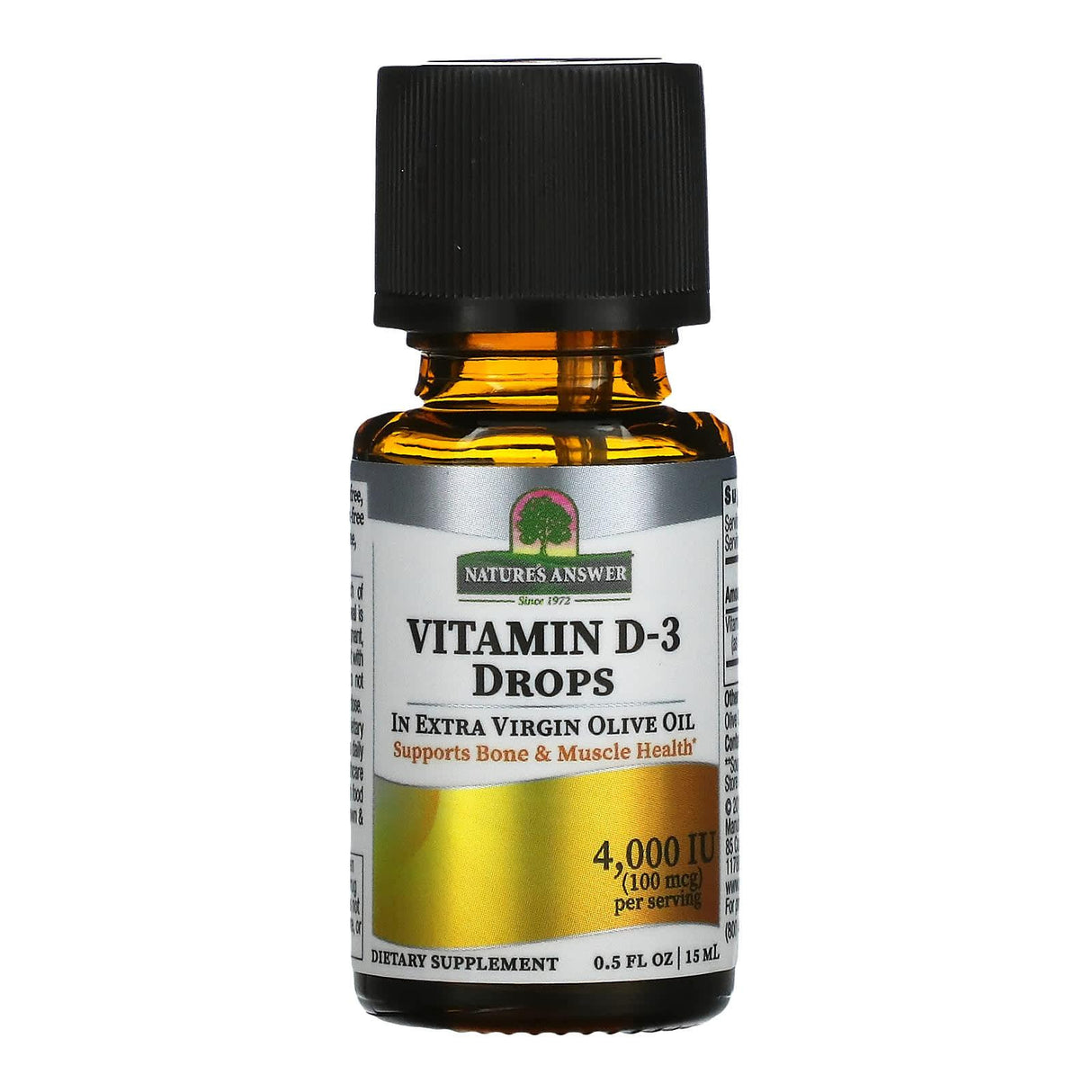 Nature's Answer, Vitamin D-3 Drops, 100 mcg (4,000 IU), 0.5 fl oz (15 ml) - Supply Center USA