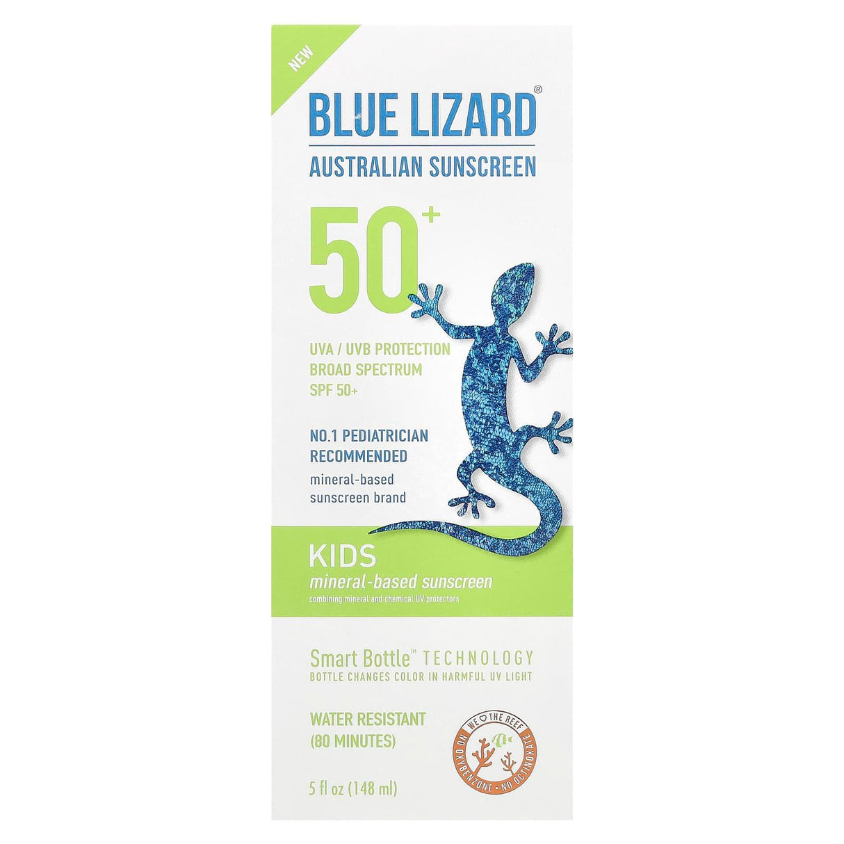 Blue Lizard Australian Sunscreen, Kids Mineral-Based Sunscreen, SPF 50+, 5 fl oz (148 ml) - Supply Center USA