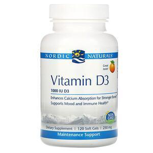 Nordic Naturals, Vitamin D3, Orange, 1,000 IU, 120 Soft Gels - Supply Center USA