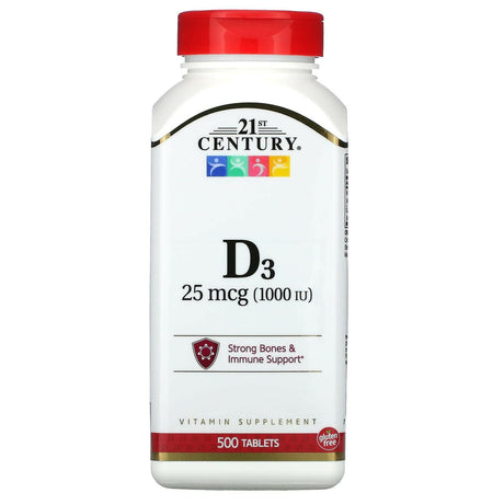 21st Century, Vitamin D3, 25 mcg (1,000 IU), 500 Tablets - Supply Center USA