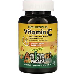 Nature's Plus, Source of Life, Animal Parade, Vitamin C, Natural Orange Juice Flavor, 90 Animal-Shaped Tablets - HealthCentralUSA