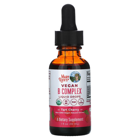 MaryRuth Organics, Vegan B Complex Liquid Drops, Tart Cherry, 1 fl oz (30 ml) - Supply Center USA