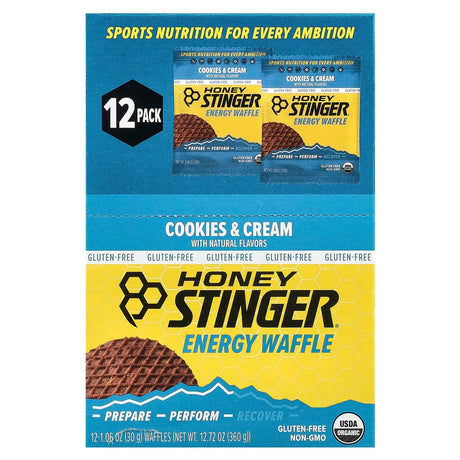 HoneyStinger, Energy Waffle, Cookies & Cream, 12 Waffles, 1.06 oz (30 g) Each - Supply Center USA