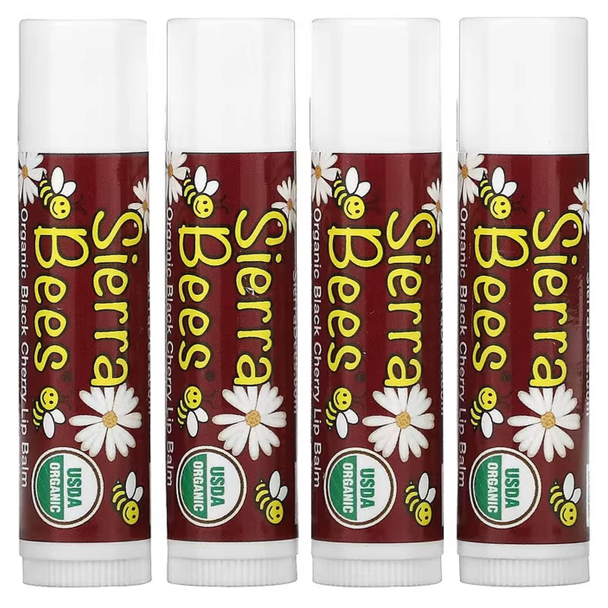 Sierra Bees, Organic Lip Balms, Black Cherry, 4 Pack, 0.15 oz (4.25 g) Each - Supply Center USA