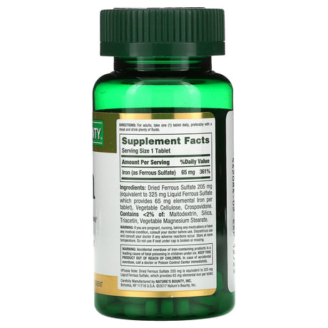 Nature's Bounty, Iron, 65 mg, 100 Tablets - Supply Center USA