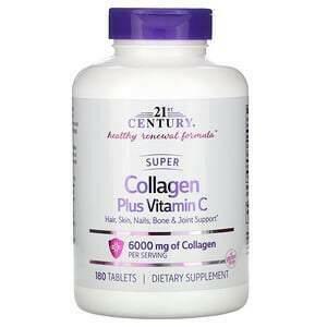 21st Century, Super Collagen Plus Vitamin C, 6,000 mg, 180 Tablets - Supply Center USA