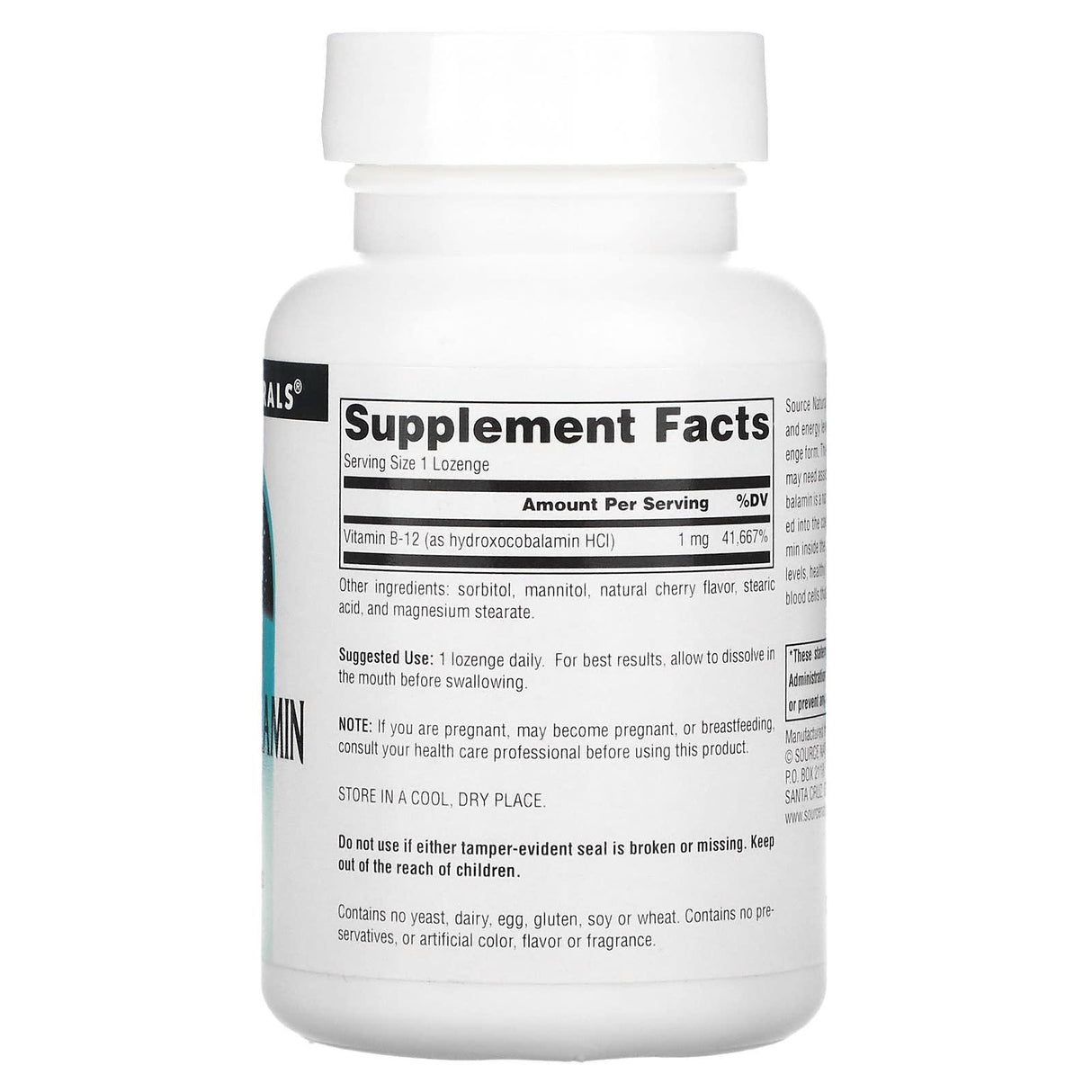 Source Naturals, HydroxoCobalamin, Vitamin B-12, Cherry, 1 mg, 240 Lozenge - Supply Center USA