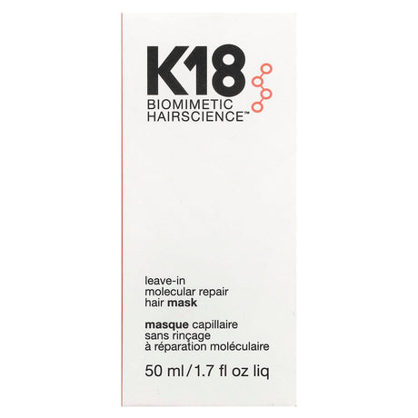 K18, Biomimetic HairScience™, Leave-In Molecular Repair Hair Mask, 1.7 fl oz (50 ml) - Supply Center USA