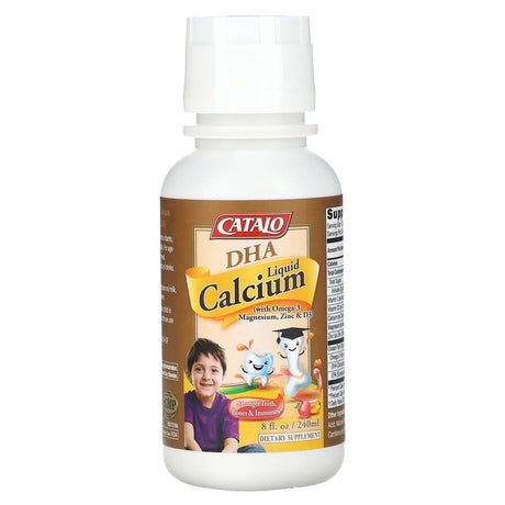 Catalo Naturals, DHA Liquid Calcium with Omega-3, Magnesium, Zinc & D3, Peach & Mango , 8 fl oz (240 ml) - Supply Center USA