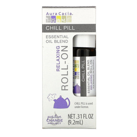 Aura Cacia, Essential Oil Blend, Relaxing Roll-On, Chill Pill, 0.31 fl oz (9.2 ml) - Supply Center USA