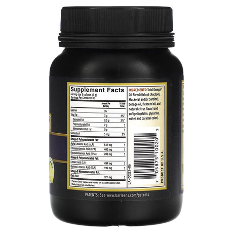 Barlean's, Master Blend, Total Omega 3-6-9, Lemonade, 90 Softgels - Supply Center USA