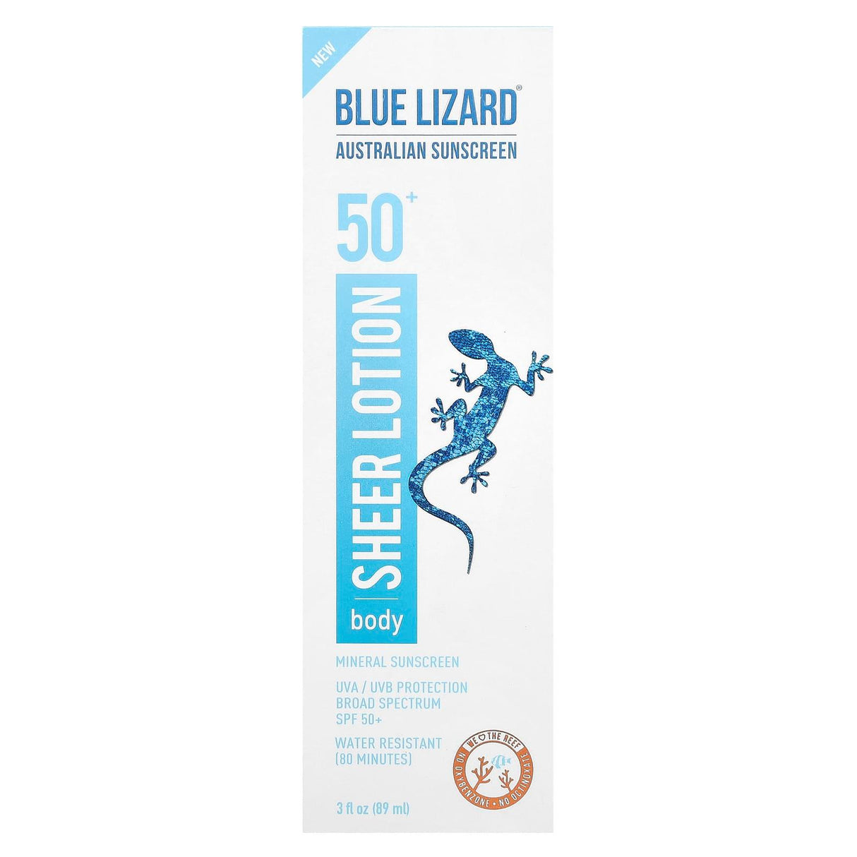 Blue Lizard Australian Sunscreen, Body Sheer Lotion, Mineral Sunscreen, SPF 50+, 3 fl oz (89 ml) - Supply Center USA