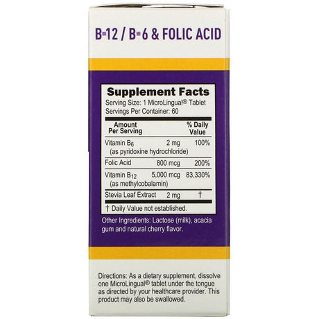 Superior Source, No Shot, Methylcobalamin B-12, B-6 & Folic Acid, 5,000 mcg/800 mcg, 60 MicroLingual Instant Dissolve Tablets - Supply Center USA